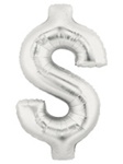 Dollar Sign - Betallic Silver 34" - Click Image to Close