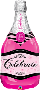 Pkg Celebrate Pink Bubbly Wine 39"