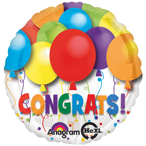 Pkg Bold Congrats Balloons 18" - Click Image to Close