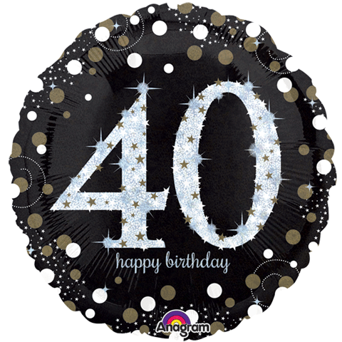 Pkg Sparkling Birthday 40 Holo 18" - Click Image to Close