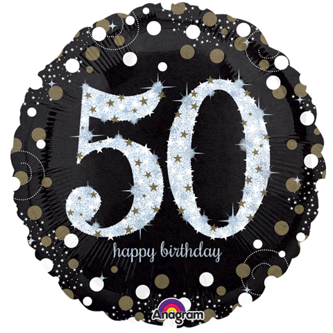 Pkg Sparkling Birthday 50 Holo 18" - Click Image to Close