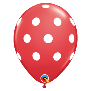 11" Big Polka Dot Red/White Dots - Click Image to Close